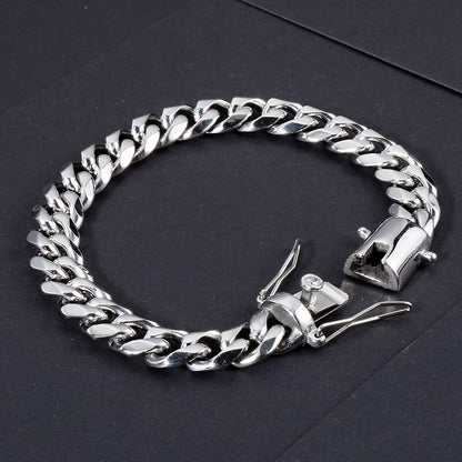 Simple Curb Link Chain Bracelet for Men Polishing Stainless Steel Gold & Silver Color Punk Jewelry Gift