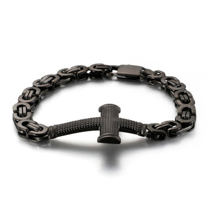 Square Cuban Cross Link Chain Bracelet Men Black Punk Charm Personalised Bracelets Jewelry