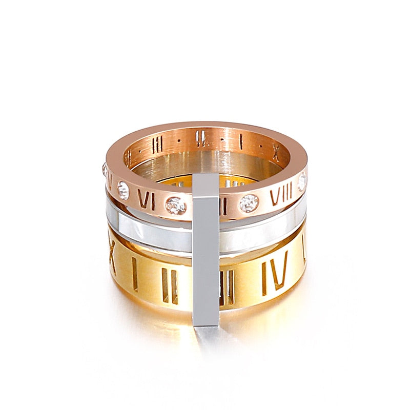 Roman Numerals Stacked Ring Set