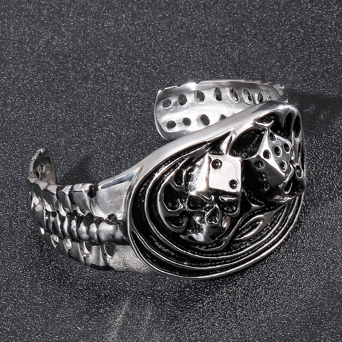 Gothic Gambler Super Heavy Dice Charm Men Bangle Bracelet