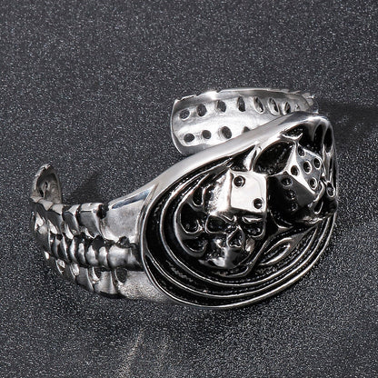 Gothic Gambler Super Heavy Dice Charm Men Bangle Bracelet