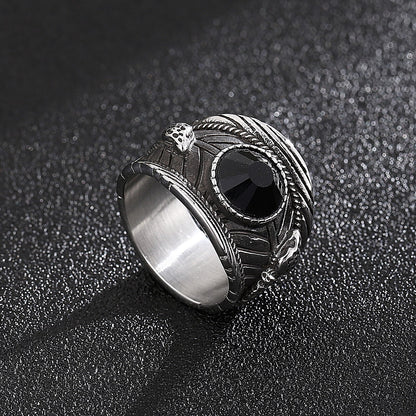 Black Crystal Stone Charm Ring