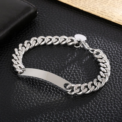 Engraving Bar Bold Cuban Link Bracelet