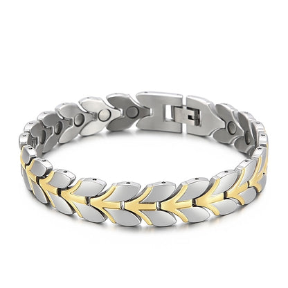 Magnetic Bracelets for Men Titanium Steel Therapy Health Chain Bracelet with Unique Line Charm Fashion Jewelry