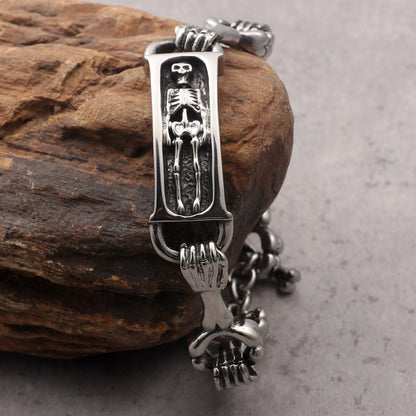 Skeleton Bracelet Men Stainlessl Steel Punk Retro viking Bracelets Bangles Mens Fashion Jewelry