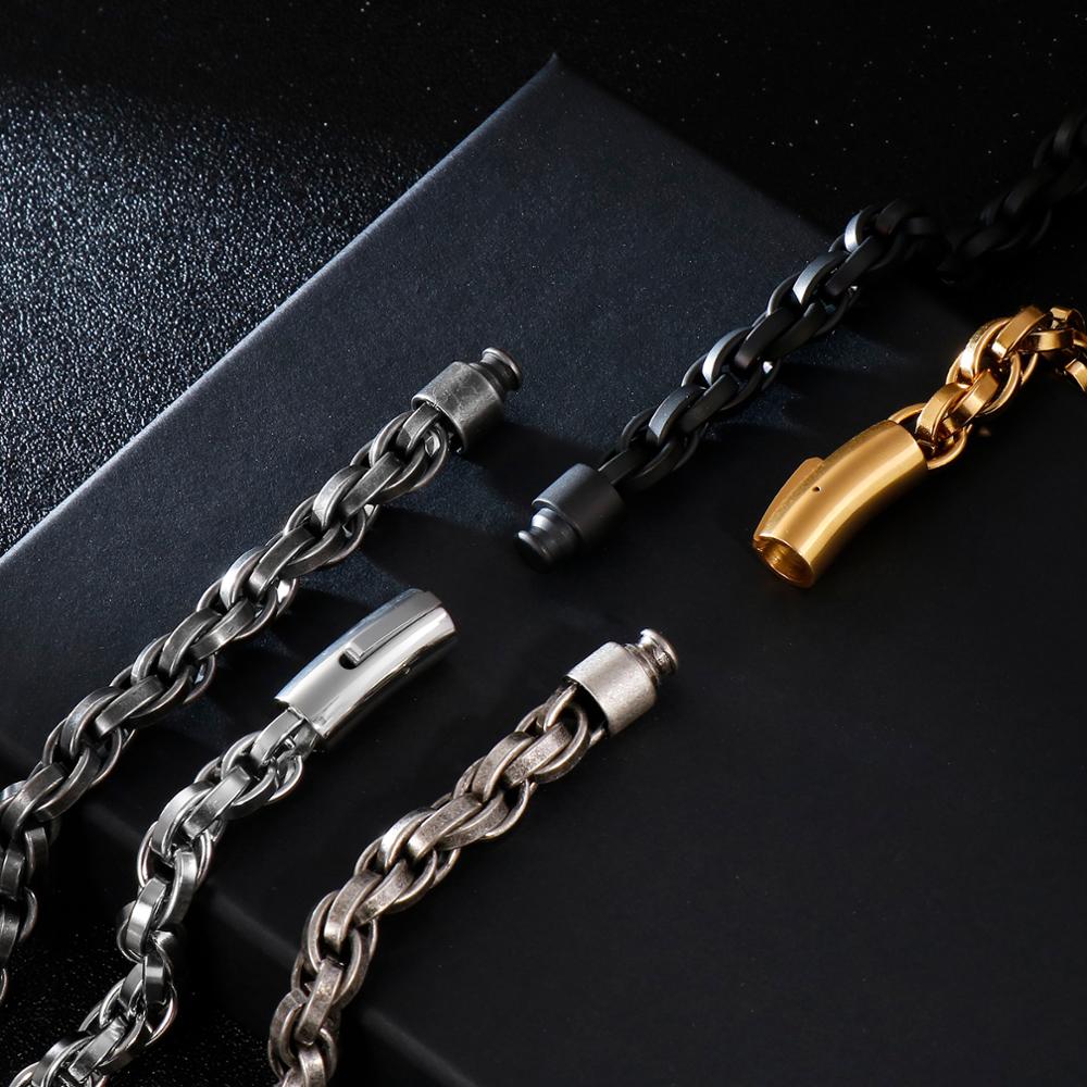 Retro Link Chain Men Bracelet Vintage Stainless Steel Black Bracelets Punk Man Friends Gift Jewelry