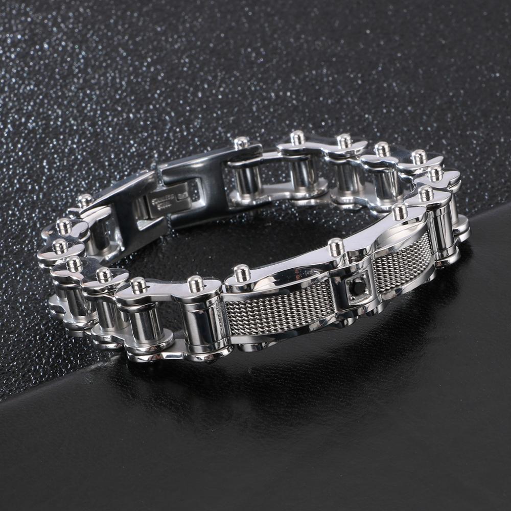 Vintage Black Punk Bracelet Men Stainless Steel Biker Bicycle Motorcycle Chain Mens Bracelets Bangles