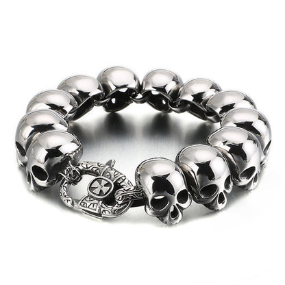 Skull Head Stainless Steel Bracelet Vintage Punk Skeleton Gothic Style Biker Charm Men Bracelets Bangles Jewelry