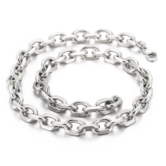 Oval Rolo Link Chain Necklace