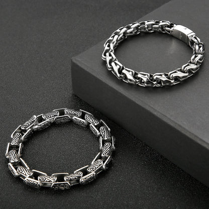 Trendy Charm Bangle Men Stainless Steel Bracelet Link Chain Punk Rock Fashion Carving  Jewelry