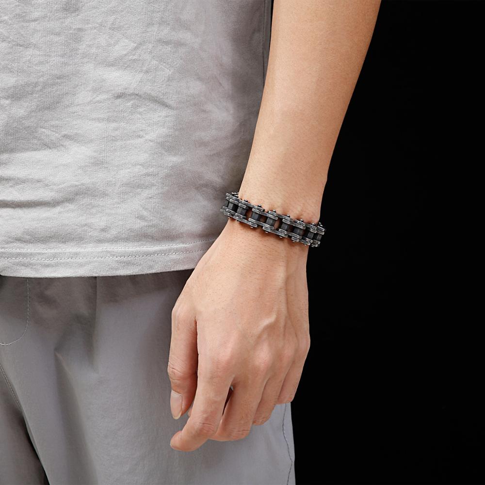 Gothic Gunmetal Biker Chain Steel Bracelet