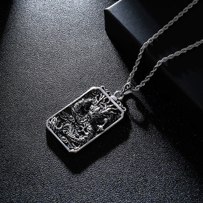 Eastern Dragons of the Winds Dog Tag Pendant Necklace