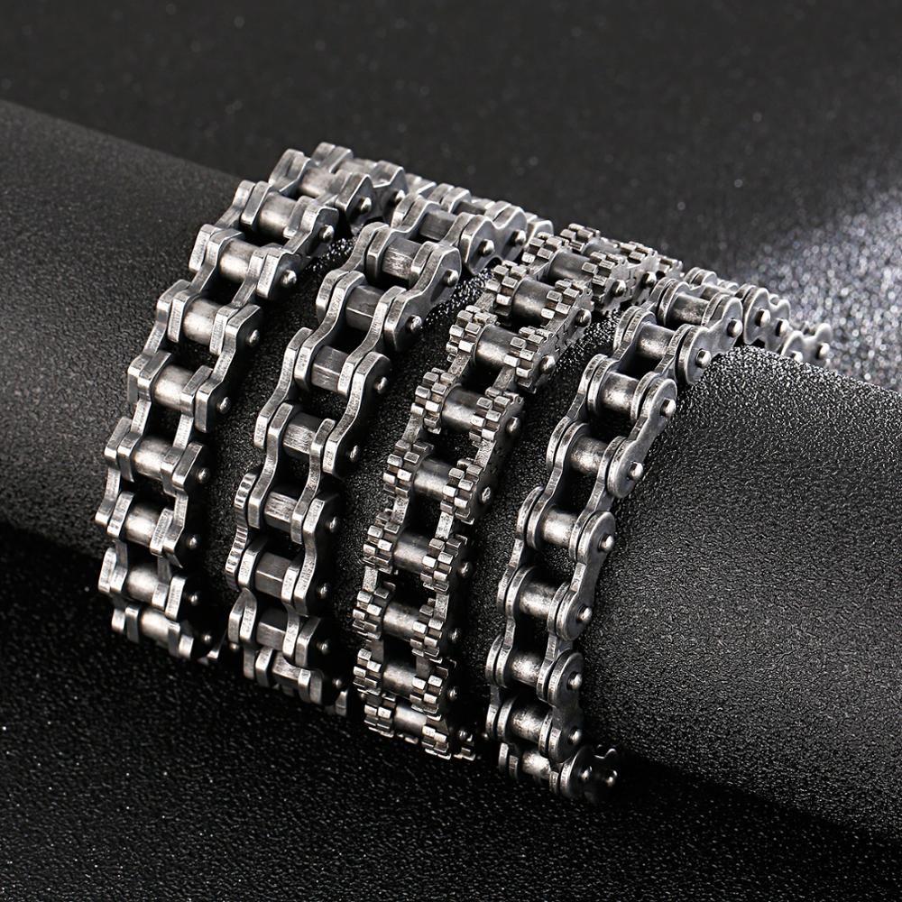 Gothic Gunmetal Biker Chain Steel Bracelet