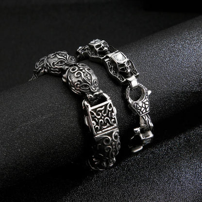 Engraved Cabuchon Skull or Lionspaw Bracelet