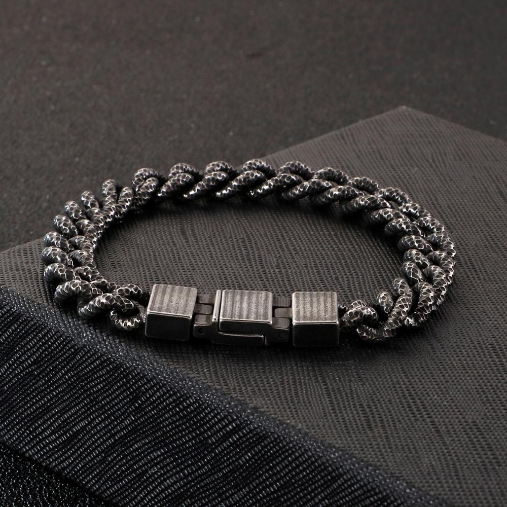 Antiqued and Weathered Black Steel Bracelet