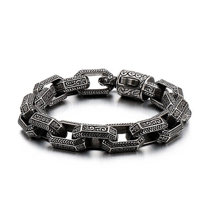 Religious Buddha Beads Link Chain Bracelet Men Retro Viking Punk Stainless Steel bracelets Male Jewelry