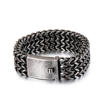 Mesh Link Chain Bracelet Men Punk Vintage Metal Stainless Steel Mens Wrist Band Charm Wide Bracelets Jewelry