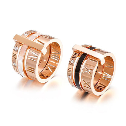 Roman Numerals Stacked Ring Set