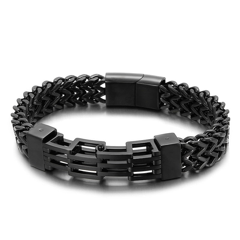 Staggered Slat Geometric Modern Chain Mesh Bracelet