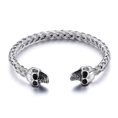 Gothic Skull Woven Bangle Bracelet