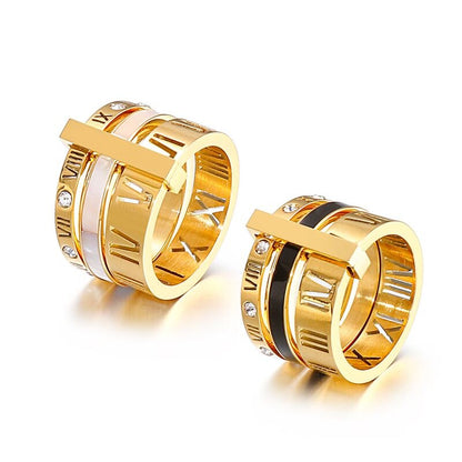 Roman Numerals Stacked Ring Set