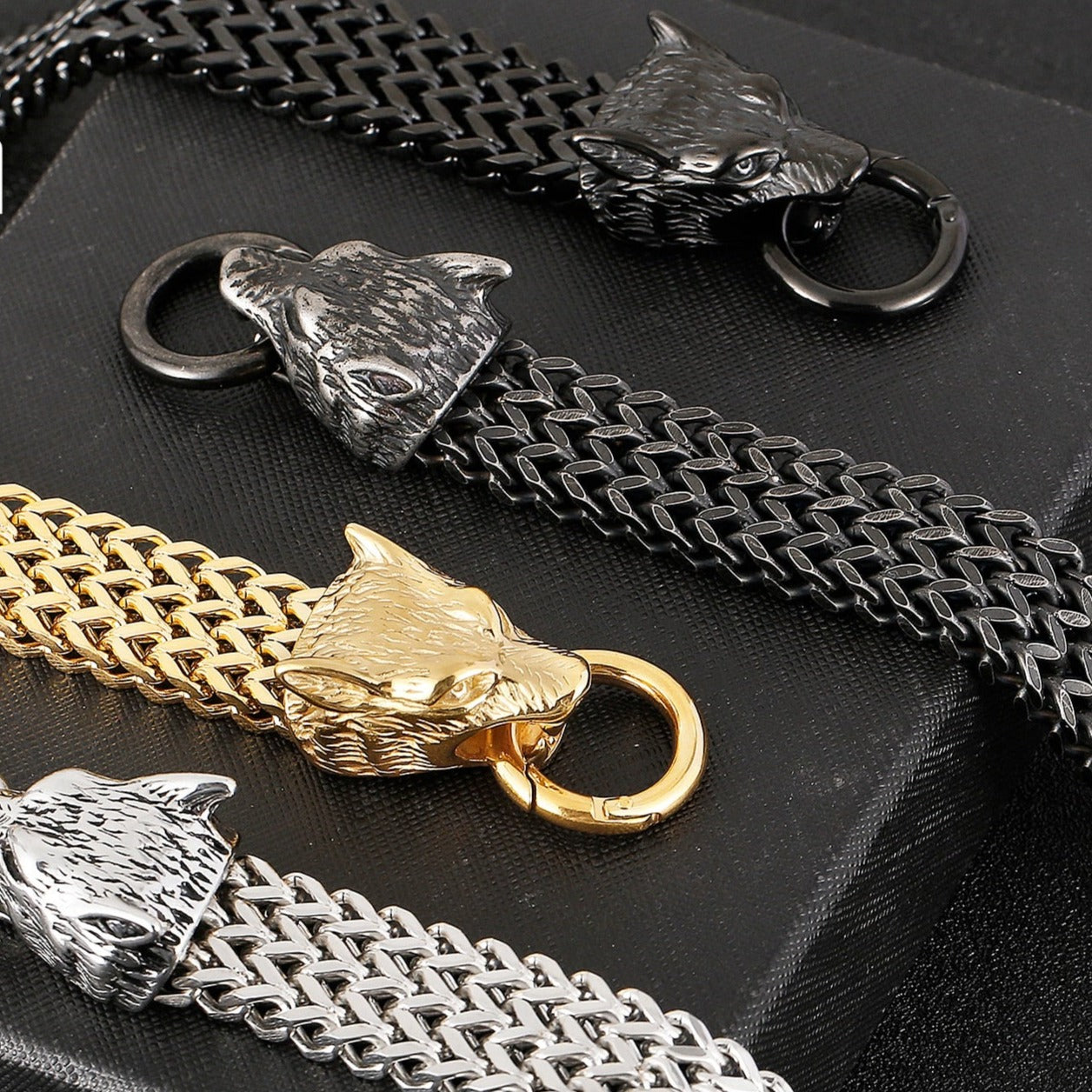 Wolf Totem Bracelet Triple Chain Wolf Bracelet