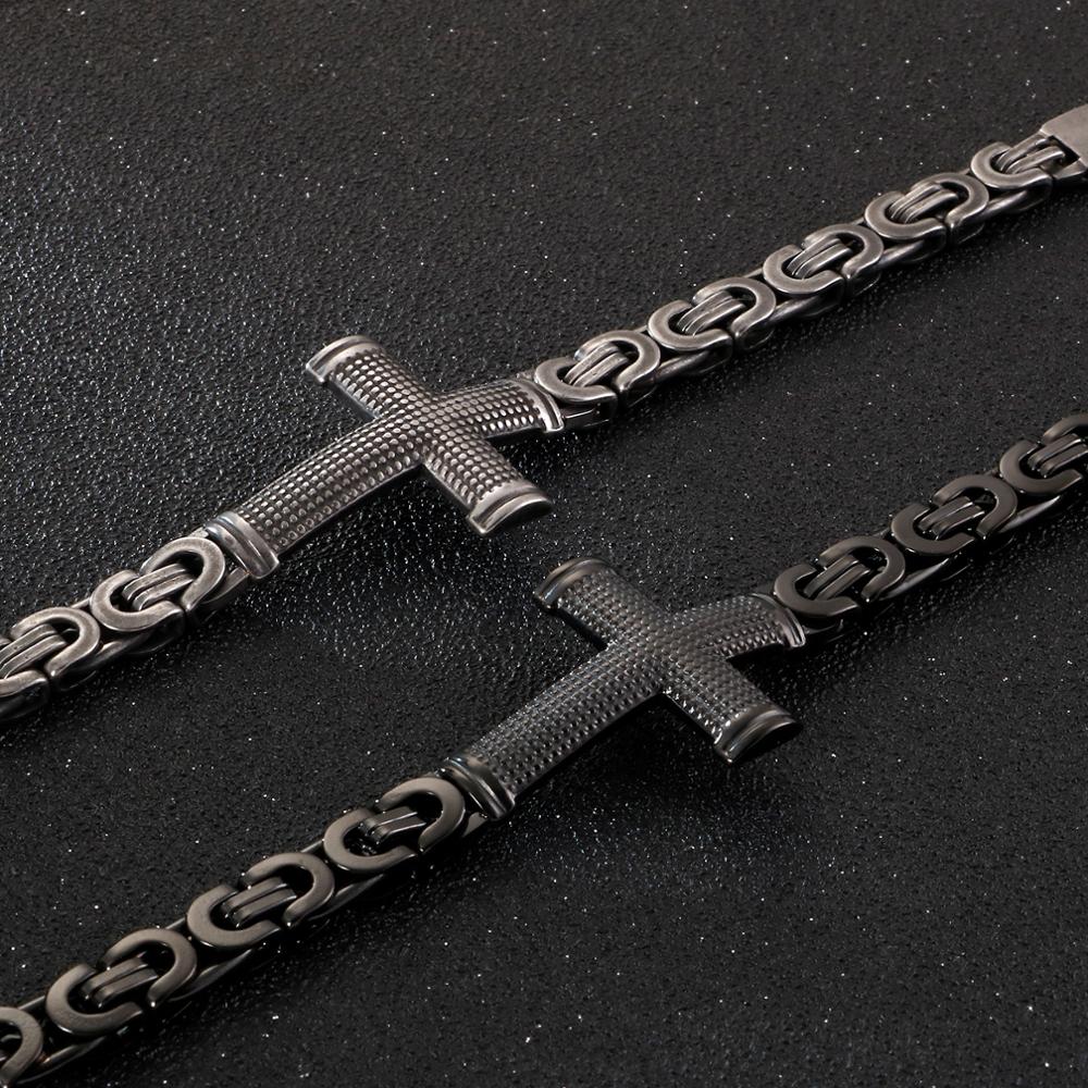 Square Cuban Cross Link Chain Bracelet Men Black Punk Charm Personalised Bracelets Jewelry