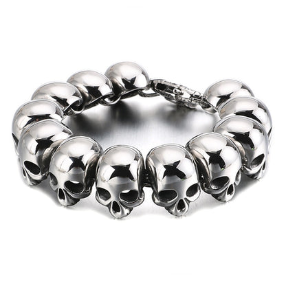 Skull Head Stainless Steel Bracelet Vintage Punk Skeleton Gothic Style Biker Charm Men Bracelets Bangles Jewelry