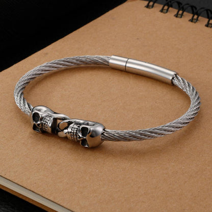 Skull Charm Bicycle Chain Bracelet