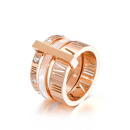 Roman Numerals Stacked Ring Set