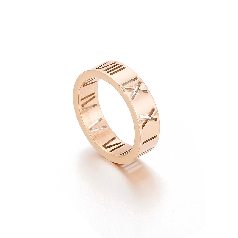 Roman Numerals Titanium Ring