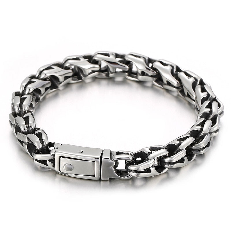 Trendy Charm Bangle Men Stainless Steel Bracelet Link Chain Punk Rock Fashion Carving  Jewelry