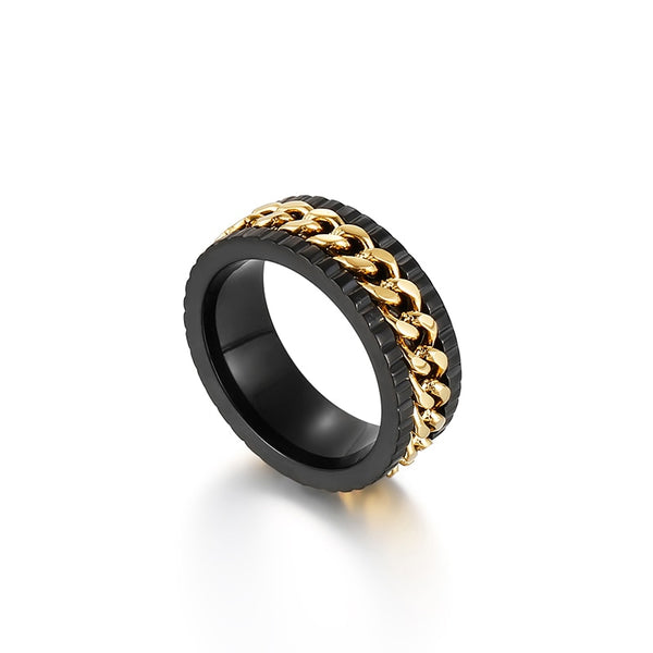 Zircon and Chain Spinner Ring