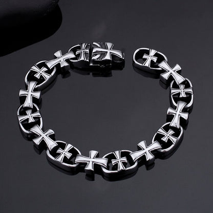 Maletese Cross Steel Cross Chain Bracelet