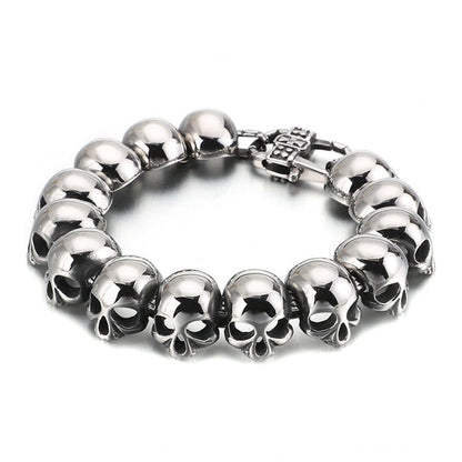 Skull Head Stainless Steel Bracelet Vintage Punk Skeleton Gothic Style Biker Charm Men Bracelets Bangles Jewelry