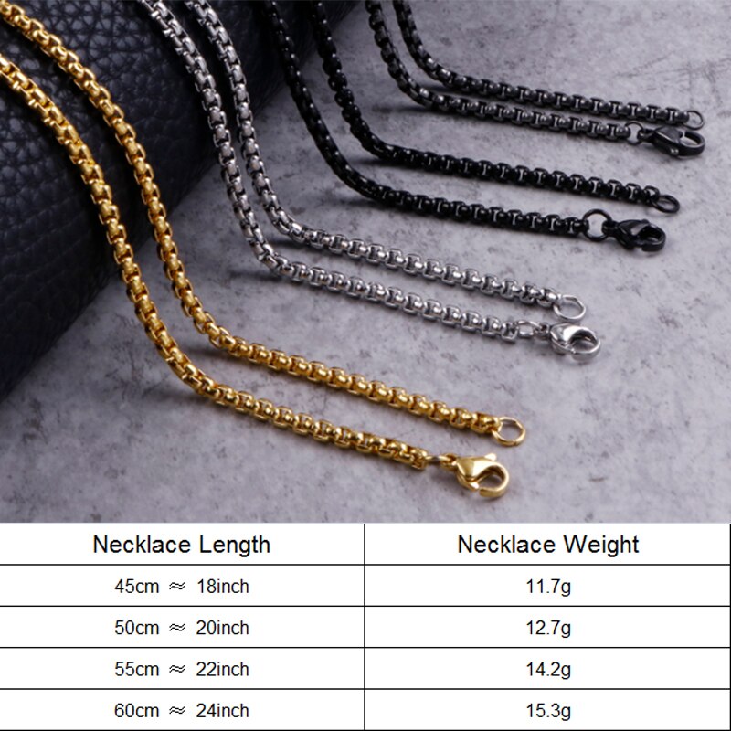 Micro Link Titanium Steel Box Chain Necklace