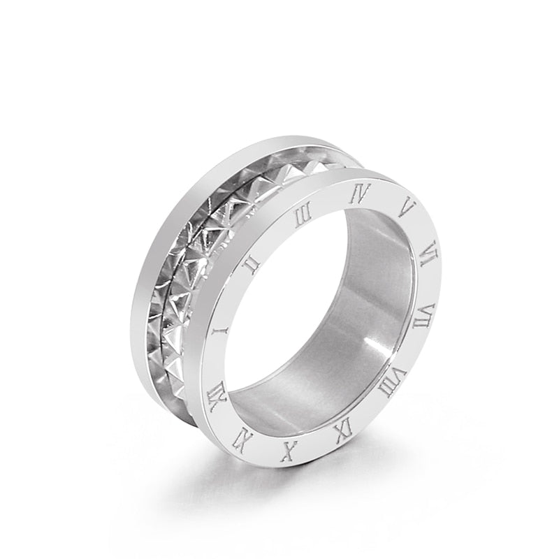 Round Roman Numerals Stainless Steel Ring