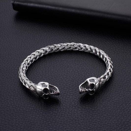 Gothic Skull Woven Bangle Bracelet