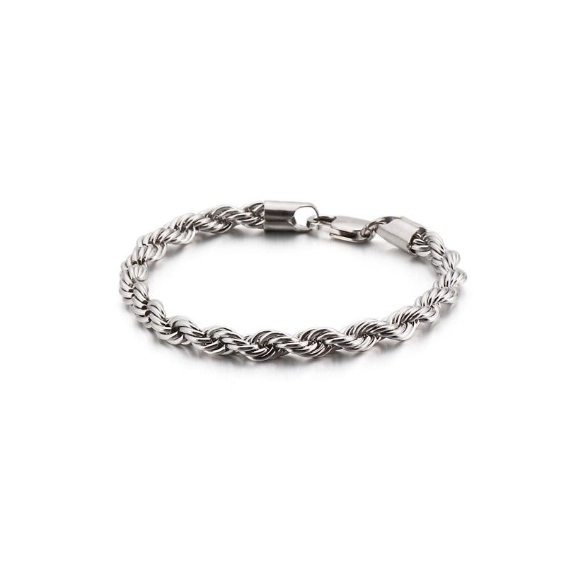 Wholesale Simple Twisted Link Chain Bracelet for Men Stainless Steel Black Hand Chain Bracelets Male Jewelry Gift