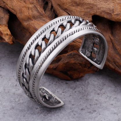 Vintage Stainless Steel Punk Wide Cuff Hollow Bracelet Bangle for Men Jewelry Friendship Gift