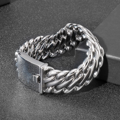 Trendy Wide Big Shiny Men Bracelet High Quality Polished Stainless Steel Wristband Male Bracelets Bangle Jewelry