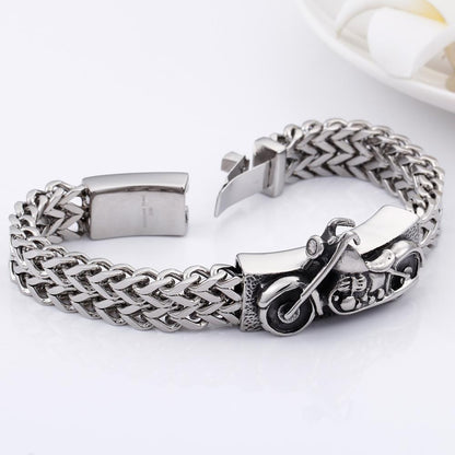 Motorcycle Bracelet Biker Icon Duel Strand Chain Bracelet