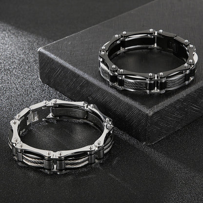 Punk Rock Wristband Biker Men Bracelet Stainless Steel Trendy Bicycle Chain Charm Bangle Male Jewelry