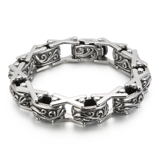 Vintage Totem Pattern Men Bracelet Biker Chain Stainless Steel Viking Charm Wristband Trendy Jewelry