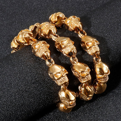 Golden Gothic Skull Necklace