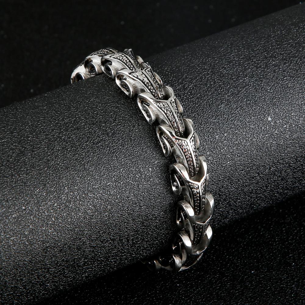 Punk Dragon Snake Link Chain Mens Bracelet 316L Stainless Steel Black Gold Silver Color Viking Fashion Bracelets Jewelry