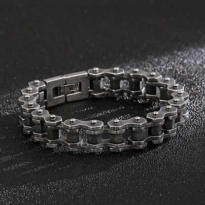 Gothic Gunmetal Biker Chain Steel Bracelet