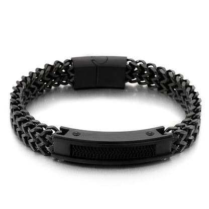 Punk Shiny Mesh Chain Men Bracelet Stainless Steel Simple Charm Fashion Bangle Jewelry