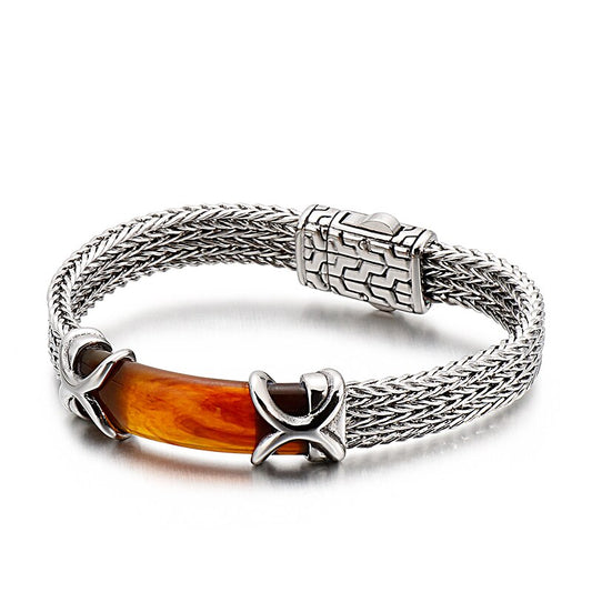 Stone and Steel Signet Bracelet
