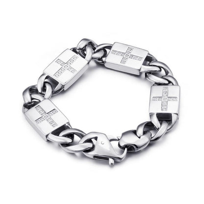 Diamond Cross Cuban Chain Bracelet